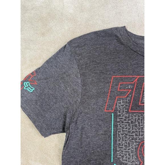 Fox Racing Shirt Mens Size Large Gray Logo Graphic Short Sleeve - Picture 2 of 10
